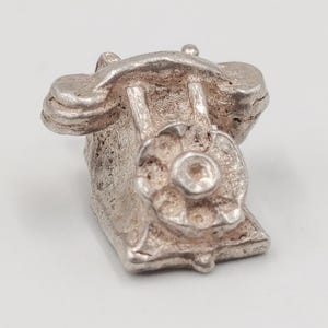 Vintage Sterling Silver Telephone Charm | Gift Jewellery | Necklace Charm Bracelet Pendant Jewelry | Lucky Good Luck Gift