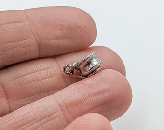 Vintage 925 Sterling Silver 3D Bed Pan Charm – Novelty Jewelry
