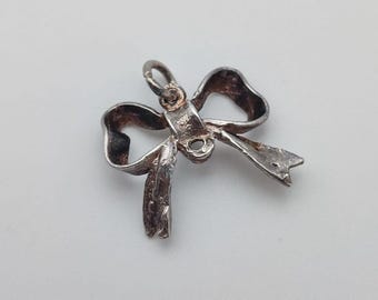Vintage 925 Sterling Silver Bow Charm Pendant Necklace Bracelet