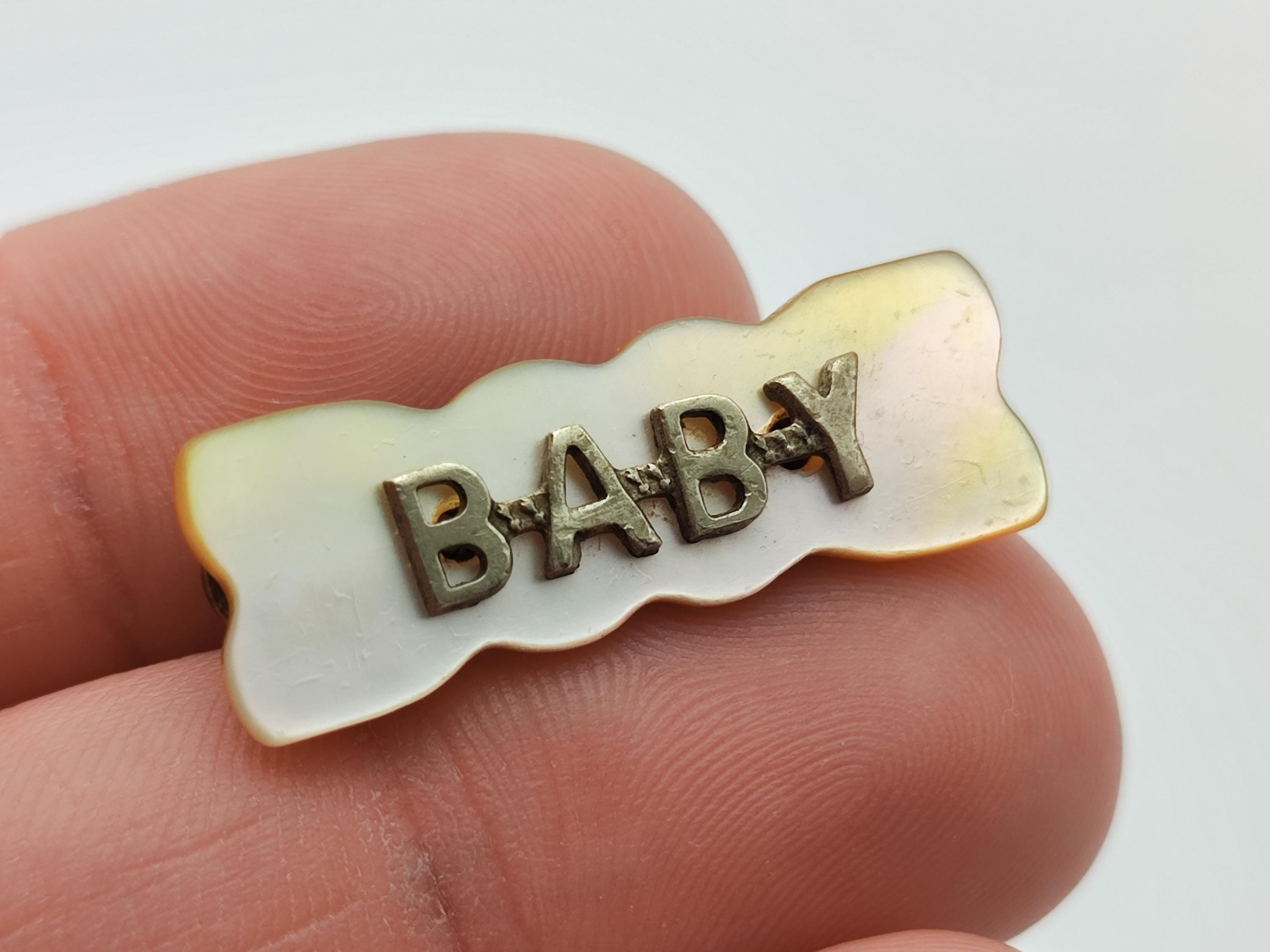 Broche Ancienne Baptême Naissance Bébé 1900 - Fix Plaqué Or 18k - État Vintage