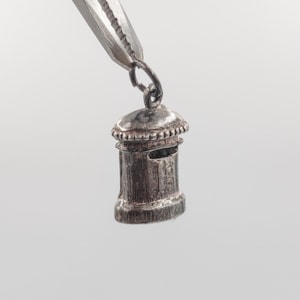 Vintage 800 Silver Post Box Oxidised Charm Pendant Necklace Bracelet