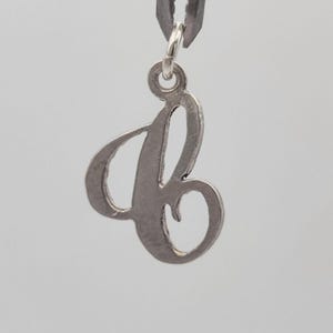 Vintage 925 Sterling Silver Fancy Script Letter B Charm Pendant Necklace
