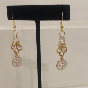 Gold Hollow Cross Earrings