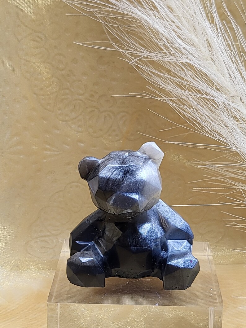 Crystalline Resin Bear Figurine With Magic Chameleon Powder Etsy