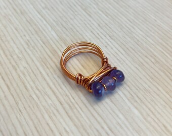 Anillo de Tri-Piedra Amatista