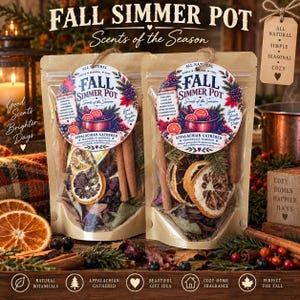Potpourri autunnale per stufati, stile Appalachi, con abete rosso essiccato e cannella, set autunnale da 2 pezzi