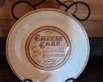 Vintage Pie Plate with Cheesecake Recipe Pie Dish