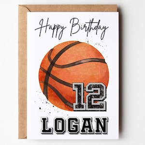 Basketball Birthday Card, personalize with ANY age, optional inside messages