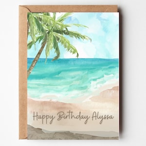 Beach birthday card, Sandy Beach, Beach lover, personalized card, Ocean, Coastal, card f him, card for her, card for friend, card for sister