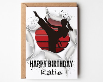 Martial Arts Birthday Card, personalized, optional inside messages