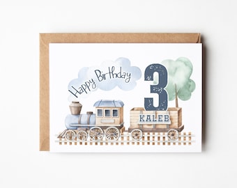 Train Birthday Card - personalized