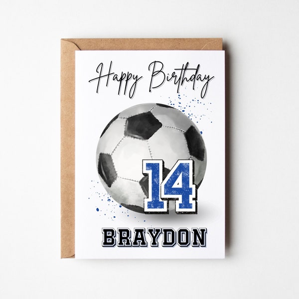 Soccer boy birthday card ANY age 10th 12th 13th 16th birthday card, soccer card,  soccer birthday, gift for soccer player, age number card