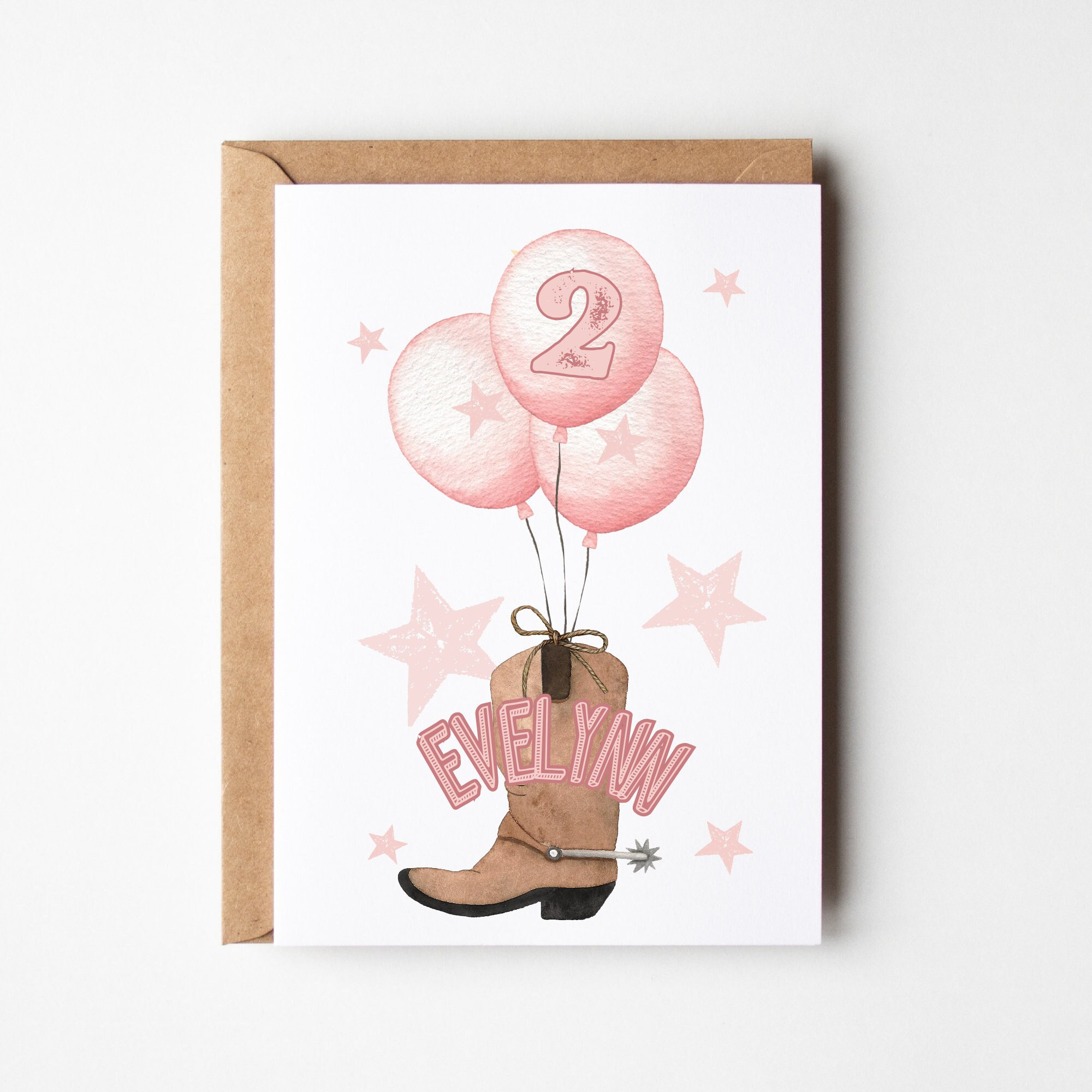 Cowgirl Boot personalize any Age 1st 2nd 3rd 4th birthday card stickers, Gift for Granddaughter, Gift for Niece, 1st Rodeo Cowgirl birthday