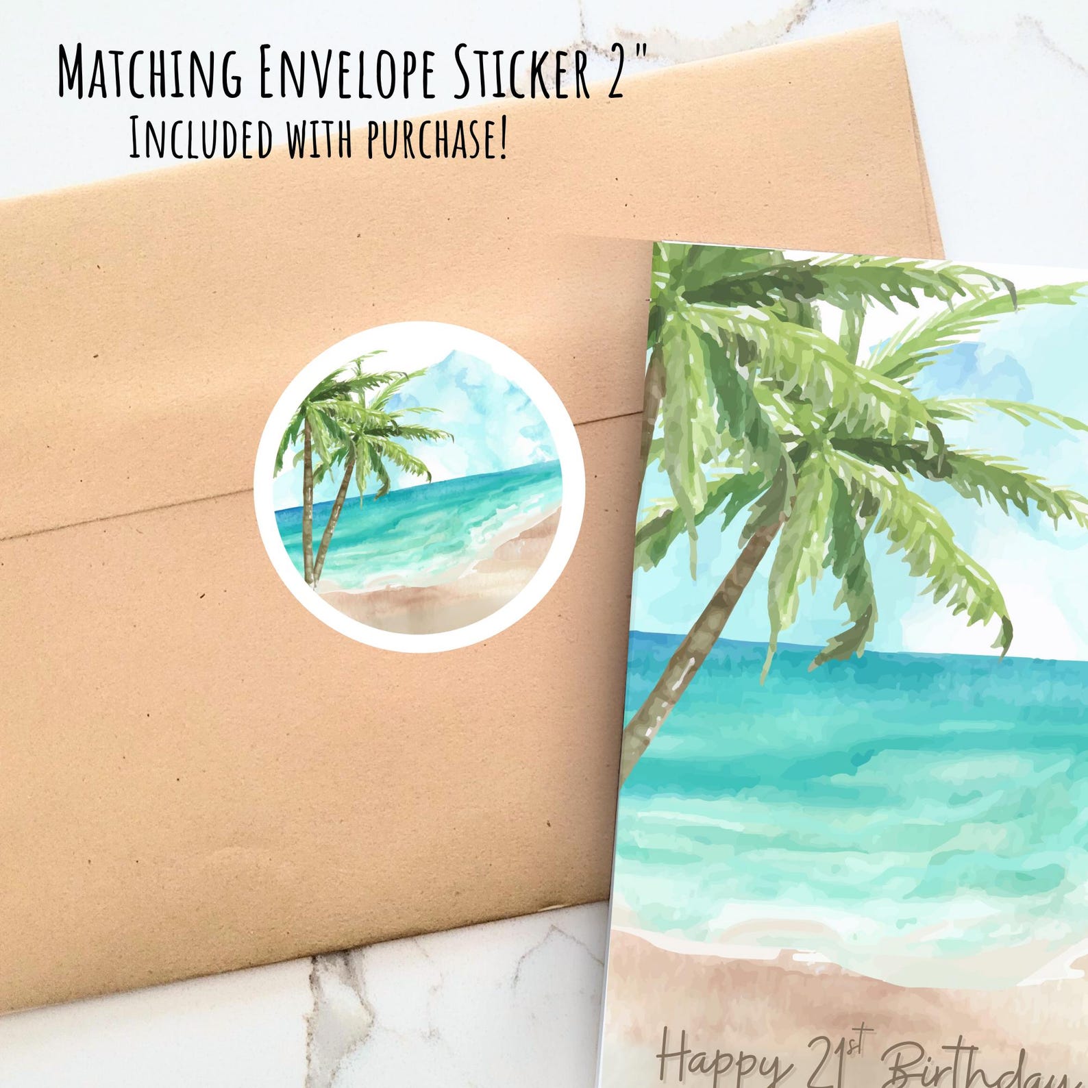 Beach Birthday Card, Personalized, Optional Inside Messages - Etsy