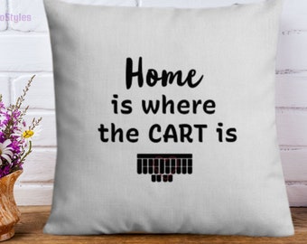 Court Reporter - Home is Where the CART is Premium Pillow Case - Sténographe Sténographie Cadeau