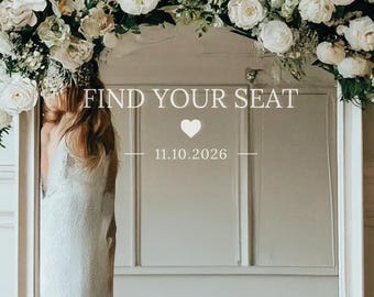 Find Your Seat - Wedding Seating Plan Label Personalised Table Plan Vinyl Sign with Date