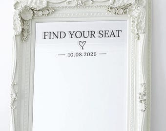 Personalised Wedding Seating Plan Vinyl Label – Find Your Seat Mirror Decal