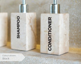 Waterproof Bathroom Bottle Labels, Shampoo, Conditioner, Body & Face, Customizable