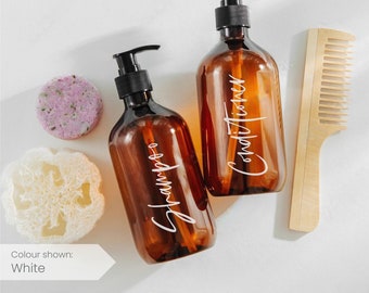 Waterproof Bathroom Bottle Labels, Shampoo, Conditioner, Body Wash (Font Style 2)