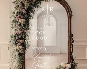 YOU LOOK GOOD Mirror Label Personalised Wedding Sign Vinyl For Mirror Or Acrylic