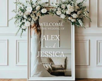 Personalized Wedding Mirror Decal, Custom Elegant Vinyl Welcome Sign