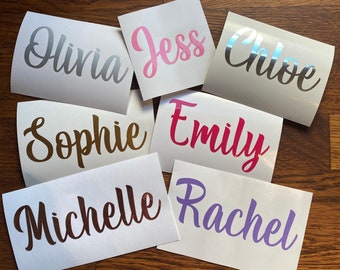 Personalised Vinyl Name Labels - For water bottles, wedding décor, wine glasses, bridesmaid names, custom stickers, Balloons, lunchboxes.