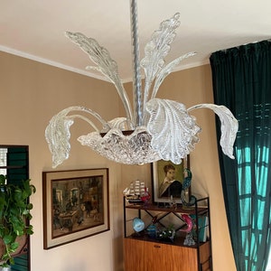 Vintage 1930&#39;s Barovier 10 Leaves Murano Glass Chandelier