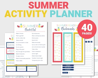 Kids Summer Activity Planner, Editable Schedule, Bucket List (PDF)