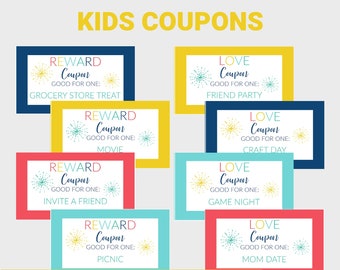Printable Reward Coupons for Kids, Activity Cards (PDF)