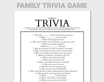 Family Reunion Trivia Game, Family Game Night, Editable Family Reunion Games, Fun Family Reunion Game, Family Reunion Icebreaker