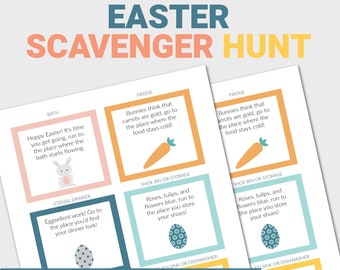 Easter Scavenger Hunt, Printable Clue Cards, Kids Easter Activity (PDF)