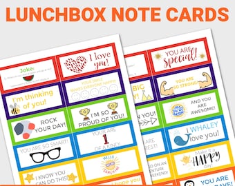 Printable Kids Lunchbox Notes, Jokes, Motivational Cards (PDF)