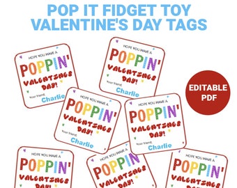 Editable Valentine's Day Pop It Gift Tags, Classroom Valentine's Tag, Tags for Pop It Keychain's, Digital Valentine's Gift Tags, PDF