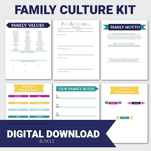 Family Culture Kit and Planner, Family Rules, Family Motto, Family Meeting Agenda, Printable Family Culture Worksheets, PDF