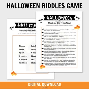 Halloween Riddle Game for Kids, Halloween Party Game, Halloween Riddle Game, Riddle Me This Game, Printable Halloween Game