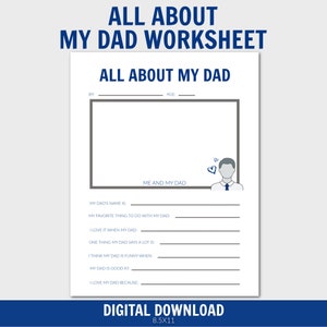 Todo sobre papá Día del Padre Imprimible, Cuestionario de papá, Todo sobre papá Regalo para el Día del Padre