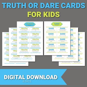 Truth or Dare for Kids, Printable Truth or Dare Game, Family Games, Games for Kids, Kids Activity, Truth or Dare Kids, PDF