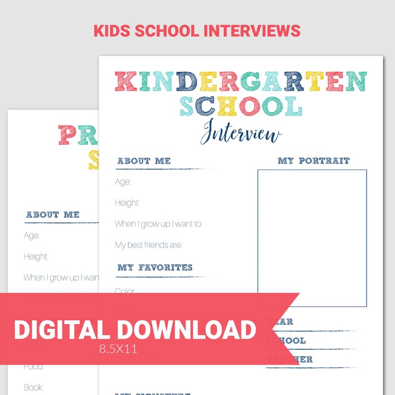 Kids School Interview Printable, Keepsake Memory Box Questionnaire (PDF ...