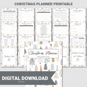 Christmas Planner Printable, Holiday Planner, Christmas Gift List, Party Organizer, Christmas To Do List, Christmas Binder, Xmas, Digital