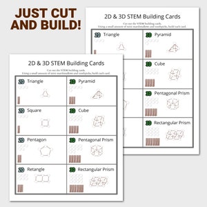 Marshmallow and Tooth Pick Stem Building Cards, STEM Activity ...