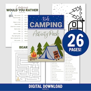 Camping Games and Activities, Kids Camping Games Activity, Campfire Games, Camping Scavenger Hunt, Camping Activity Pack