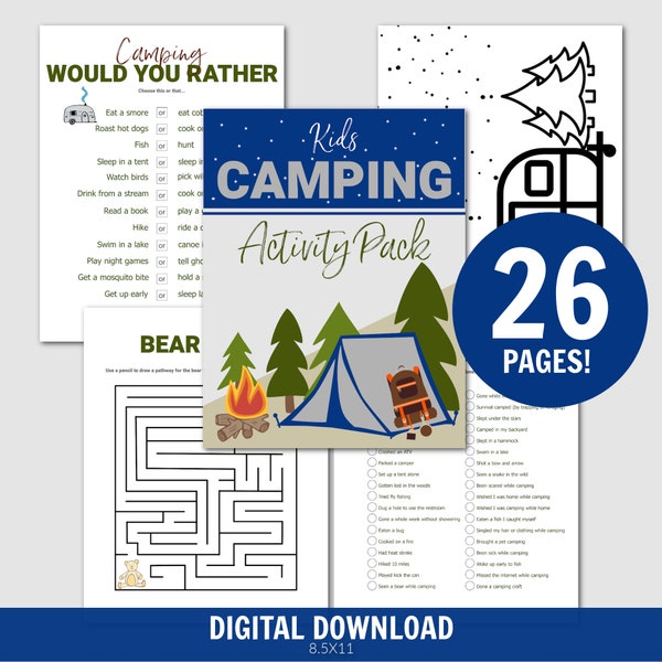 Camping Games and Activities, Kids Camping Games Activity, Campfire Games, Camping Scavenger Hunt, Camping Activity Pack