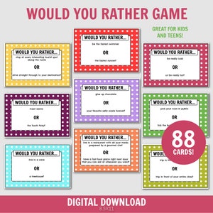 子供とティーン向けの「どちらを選ぶ？」ゲーム、会話のきっかけ、「どちらを選ぶ？」カード、ロードトリップゲーム、家族向けゲーム、子供向けゲーム