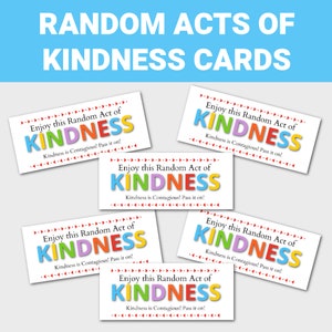 Random Acts of Kindness Cards Random Acts of Kindness Printable RAOK Random Acts of Kindness Cards Random Acts of Kindness Printable RAOK
