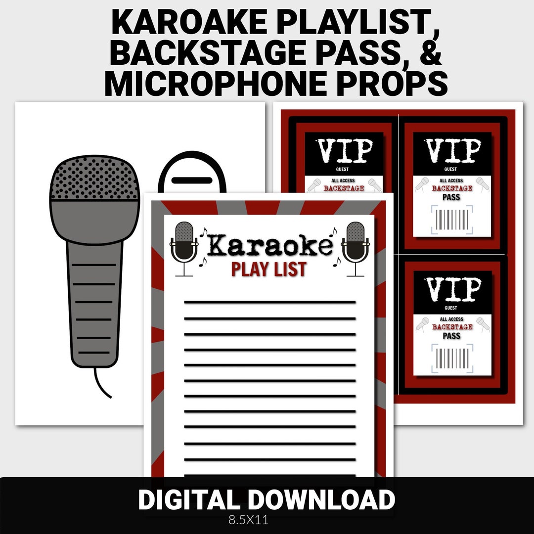 Karaoke Party Props and Playlist Photo Props Karaoke Etsy