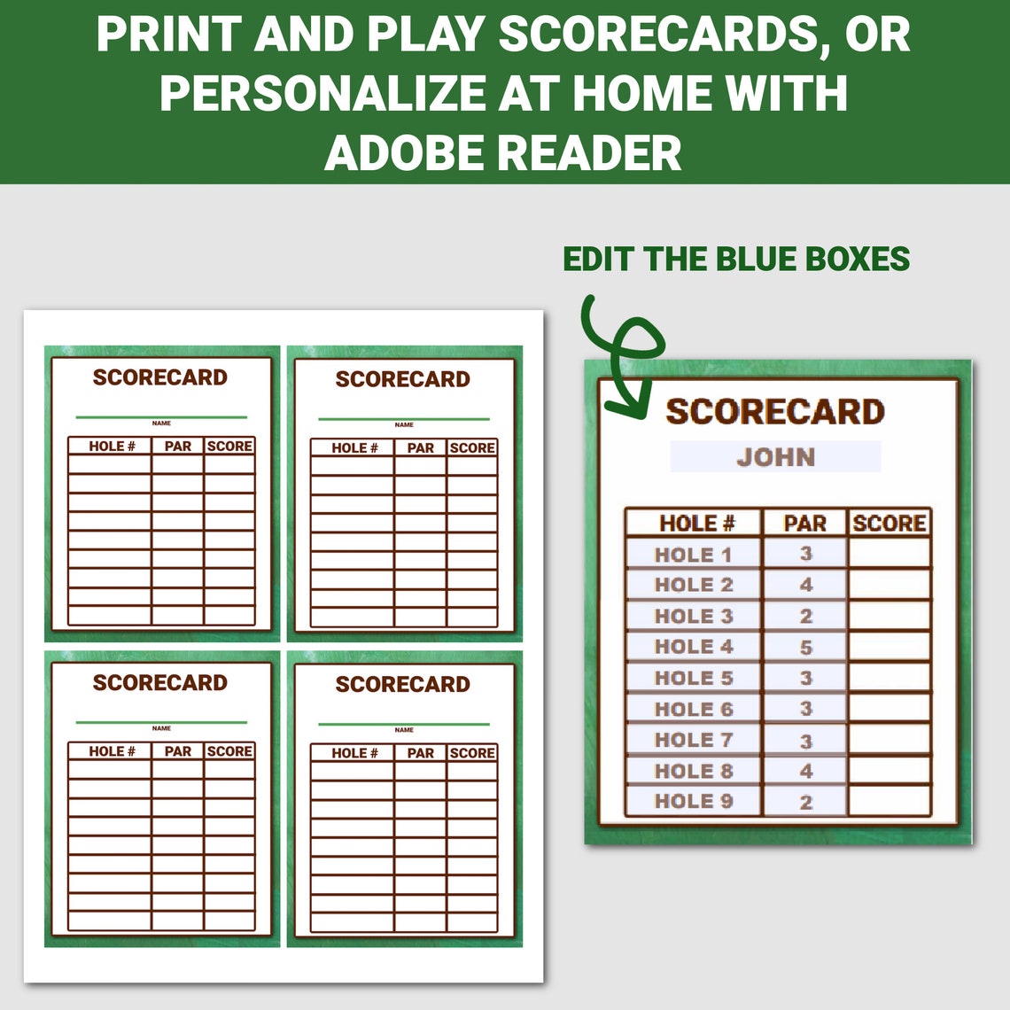 Editable Mini Golf Scorecard, Golf Party Scorecard, Golf Birthday, Golf Editable Mini Golf Scorecard, Golf Party Scorecard, Golf Birthday, Golf