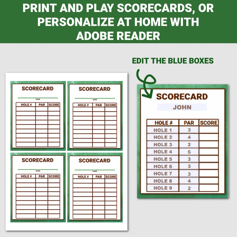 Editable Mini Golf Scorecard Golf Party Scorecard Golf Birthday Golf Editable Mini Golf Scorecard Golf Party Scorecard Golf Birthday Golf