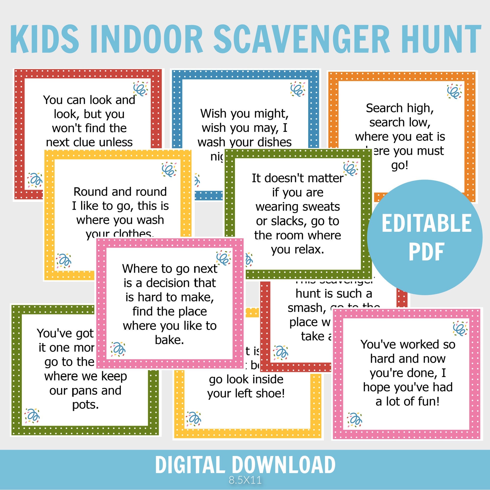 Kids Indoor Scavenger Hunt, Treasure Hunt for Kids, Treasure Hunt ...