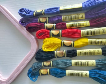 Cross-Stitch Embroidery Thread CXC. 8m Skein, 447 Colors - DMC Equivalent, 2 label.