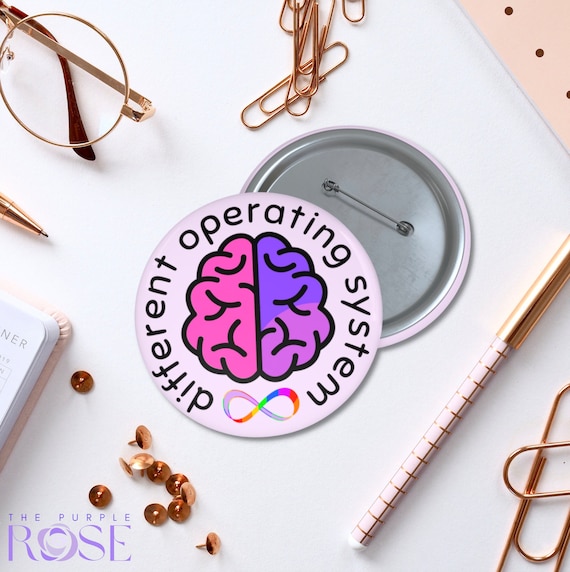 Different Operating System Neurodiversity Custom Pin Buttons